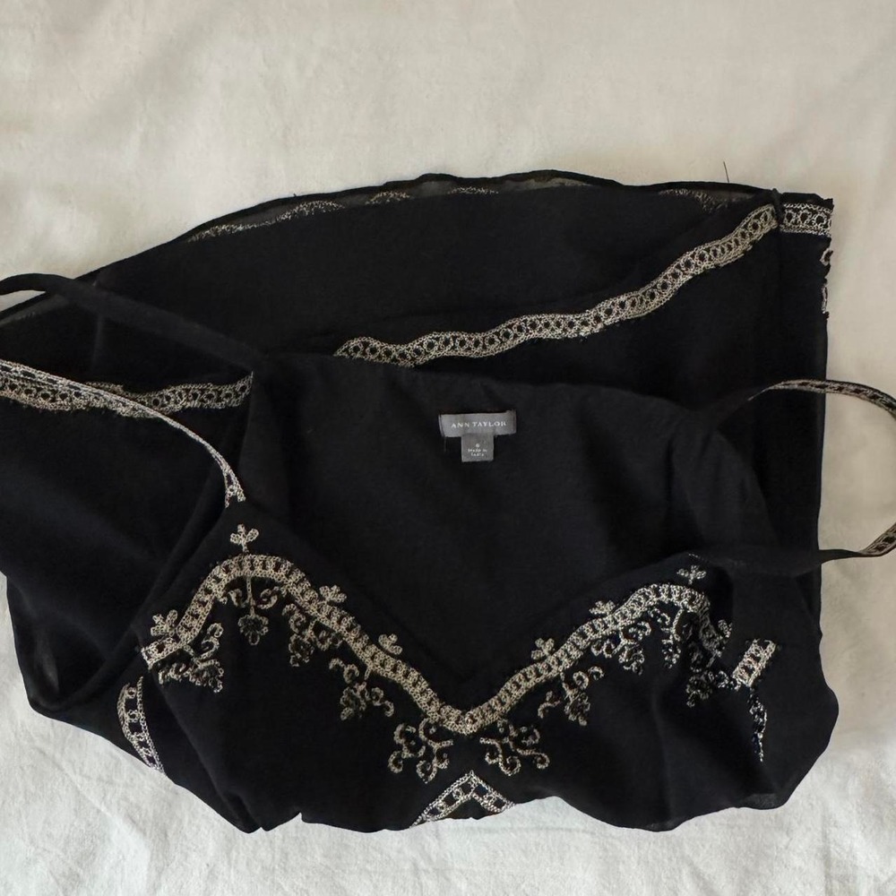 Vintage Ann Taylor 100% Silk Beaded Babydoll Tank Top - Picture 6 of 8